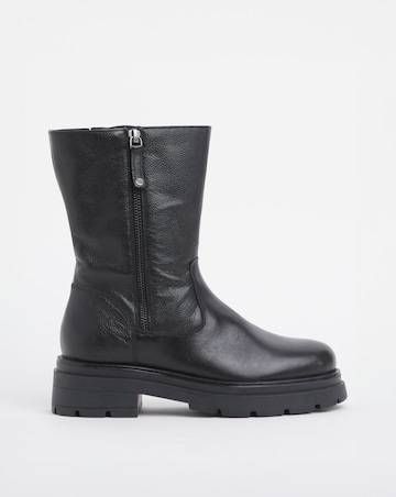 Breener Leather Outside Zip Chunky Ankle Boots - Extra Wide Fit (EEE)