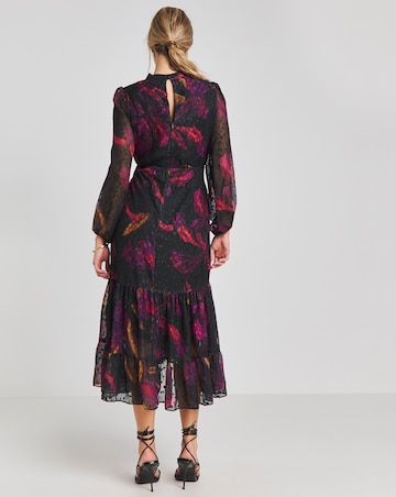 Joanna Hope Purple Print Metallic Dobby Maxi Dress