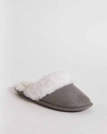 Elyse Faux Fur Mule Slippers Wide E Fit Simply Comfort