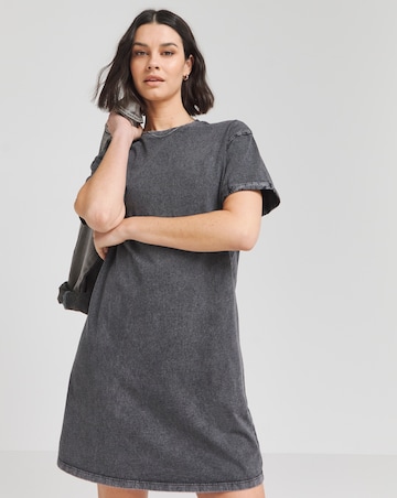 Acid Wash Cotton Jersey T-Shirt Dress