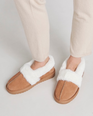 Alora Suede Warm Lined Full Back Slipper Wide E Fit
