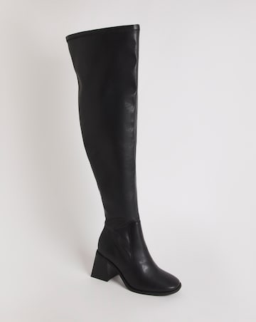 Bronte Stretch Over The Knee Heeled Boots Extra Wide EEE Fit Curvy Calf