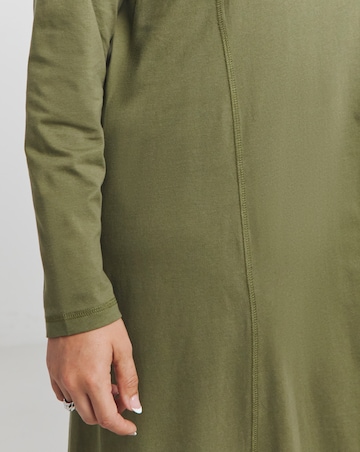 Khaki Jersey Midaxi Dress