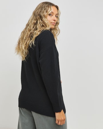 Black Cest La Vie Graphic Longline Jumper