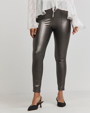 Seam Detail High Waist PU Leggings