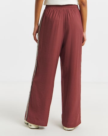 Burgundy Side Stripe Lightweight Wide Leg Trousers