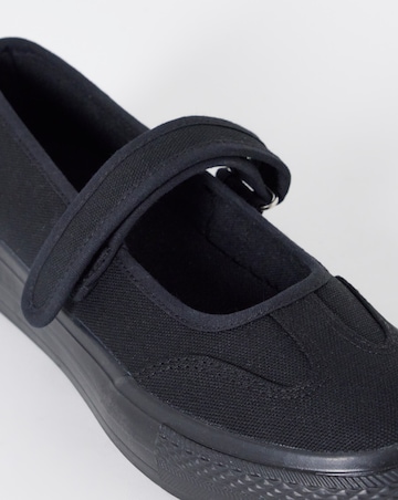 Andrea Mary Jane Canvas Plimsols - Wide Fit (E)