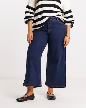 Simply Be Indigo 24/7 Crop Wide Leg Jeans
