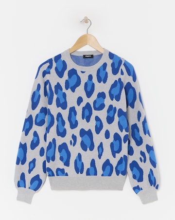 Simply Be Blue Leopard Pattern Jumper