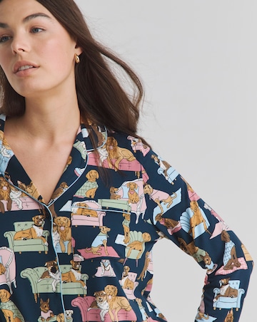 Chelsea Peers Jersey Lounging Dogs Print Pyjama Set