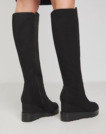 Leyner Stretch Wedge Knee High Boots Extra Wide EEE Fit Super Curvy Calf