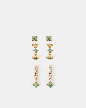Accessorize 3-Pack Flower Stud & Hoop Earrings