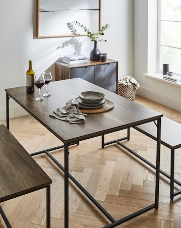 Mason Compact Dining Set with 2 Benches