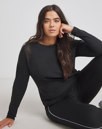 Simply Be Black Active Sheer Shoulder Long Sleeve Top