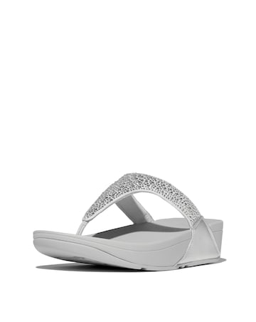 Fit Flop Silver Lulu Crystal Toe-Post Sandals -Standard Fit (D)