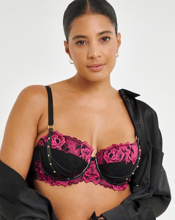 Ann Summers Tell Me About It Padded Balcony Wired Bra Black/Pink