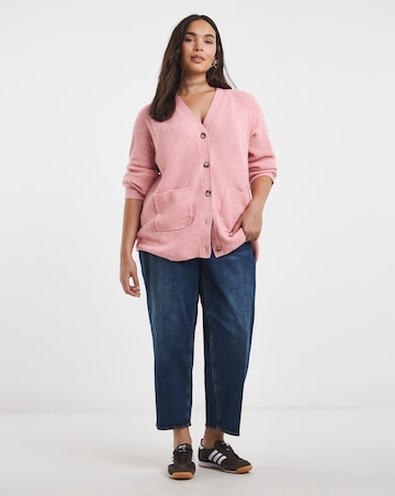 Cosy Yarn Blush Pink Boyfriend Cardigan