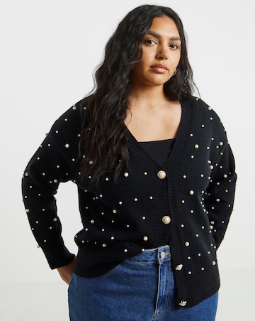 Lovedrobe Pearl Embellished Cardigan