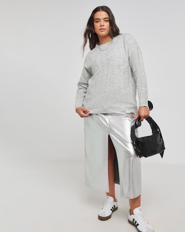 Grey Marl Rib Crew Neck Jumper