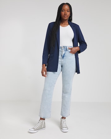 Navy Stretch Ponte Jersey Relaxed Blazer