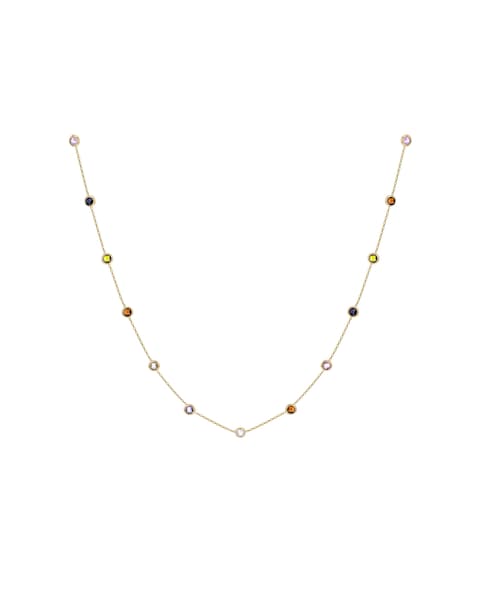 9ct Yellow Gold Multi Round CZ Necklace