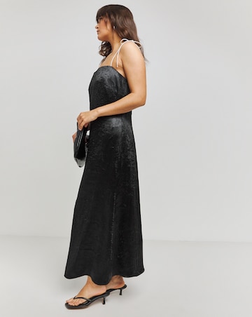 Black Liquid Satin Slip Midaxi Dress