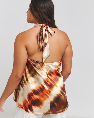 Simply Be Tie Dye Print Halterneck Satin Blouse