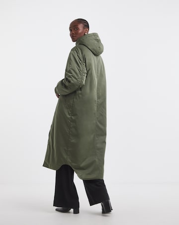 Olive Hooded Longline Bomber