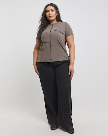Acid Wash Contrast Seam Detail Top