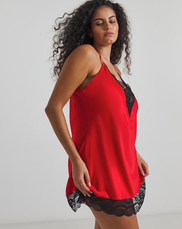 Ann Summers Adoration Satin and Lace Chemise Red/Black