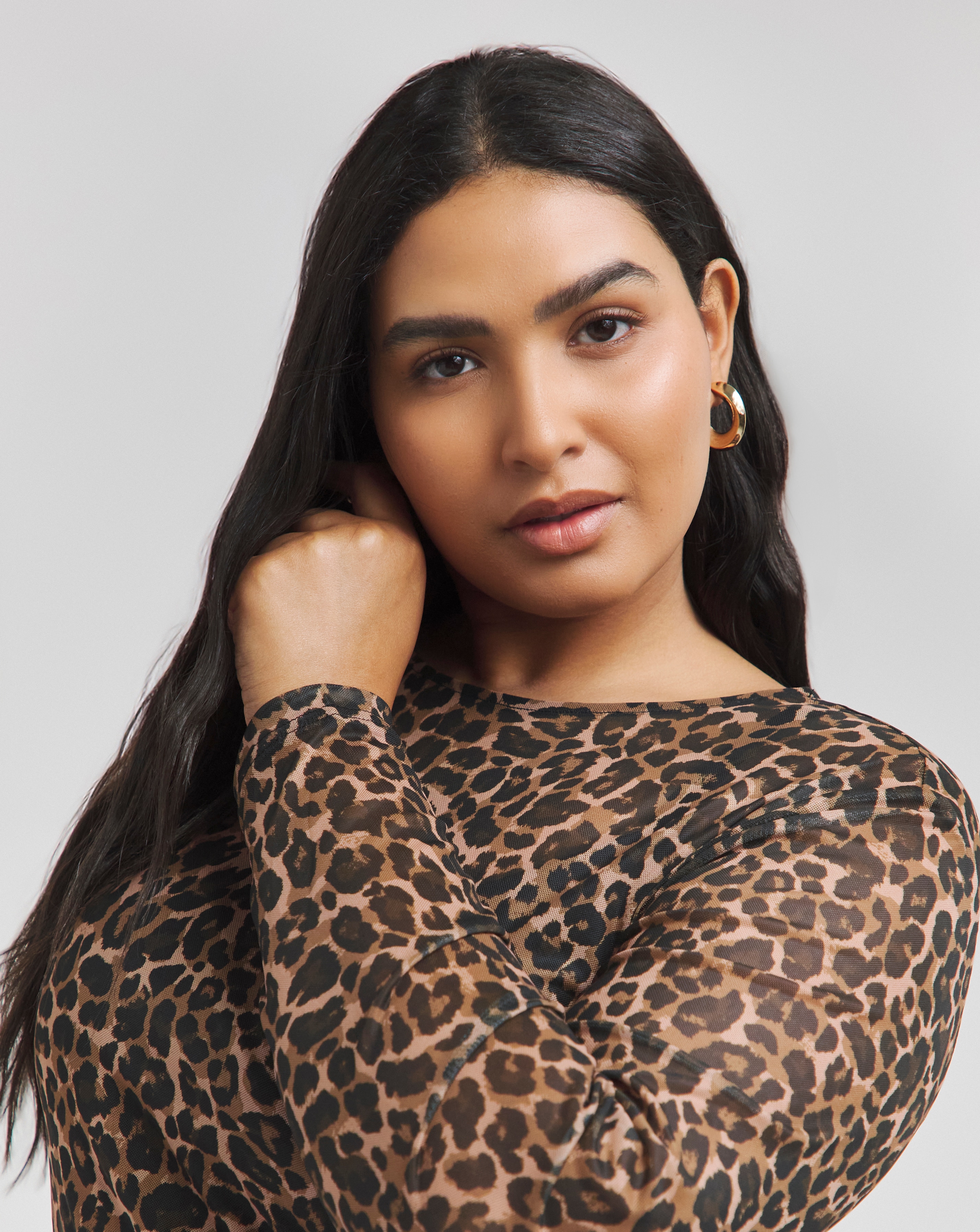 cheetah print mesh top