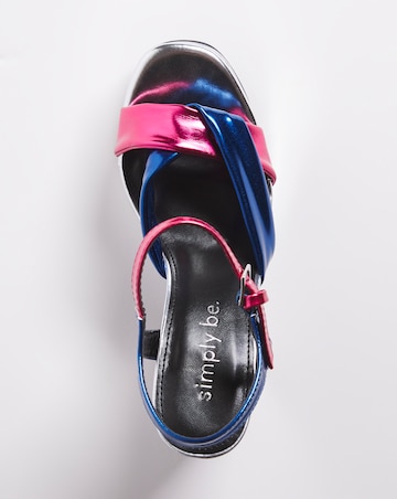 Anzio Metallic Colour Block Platform Sandals Ex Wide Fit