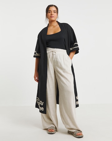 Simply Be Black Embroidered Kimono