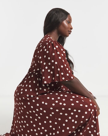 Simply Be Chocolate Spot Print Viscose Midi Dress