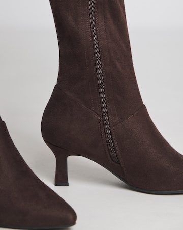Hillary Kitten Heel High Leg Boot - Wide Fit (E) & Super Curvy Calf