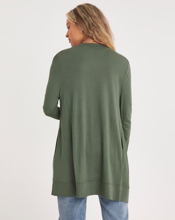Khaki Long Sleeve Edge To Edge Jersey Cardigan