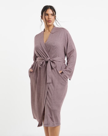 Pretty Secrets Soft Knit Stripe Dressing Gown Pink Multi