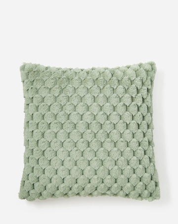 Scallop Faux Fur Cushion - Sage Green