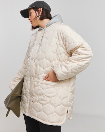 Stone Jersey Hooded Quilted Jacket