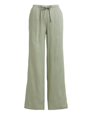 Simply Be Khaki Tie Waist Linen Mix Wide Leg Trousers