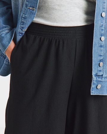 Black Jersey Textured Wide Leg Trousers