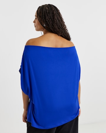 Cobalt Blue Soft Jersey Off The Shoulder Top