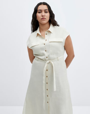 Mango Pure Linen Shirt Dress with Tie Detail | Simply Be