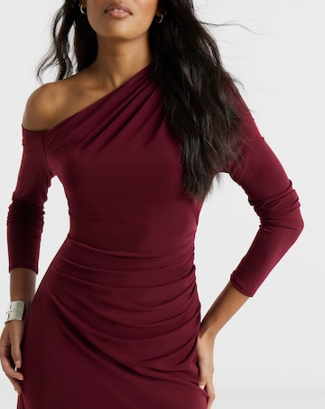 Flounce London Jersey Asymetric Ruched Midaxi Dress