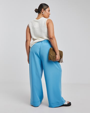 Blue Wide Leg Tailored Trouser