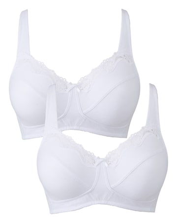 Pretty Secrets (2 Pack) Non Wired Cotton White Bras (B-G) White