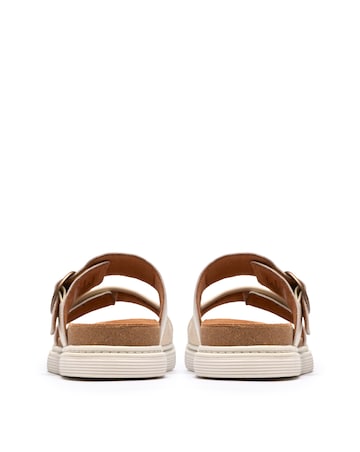 Clarks Cream Leather Arwell Step Sandals - Wide Fit (E)
