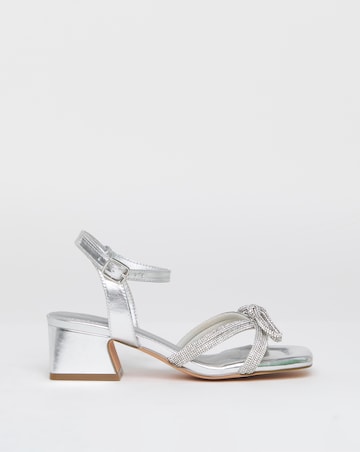 Cassia Diamante Bow Low Block Heel Sandals Extra Wide EEE Fit