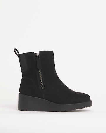 Rene Zip Detail Wedge Ankle Boots Wide E Fit
