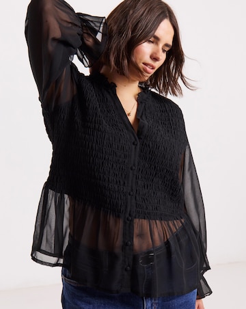 Simply Be Shirred Georgette V-Neck Blouse